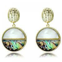 Brass Drop Earring Zinc Alloy with Abalone Shell 14K gold plated fashion jewelry & for woman nickel lead & cadmium free Sold By Pair