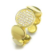 Cúbicos Circonia Micro Pave anillo de latón, metal, Ajustable & micro arcilla de zirconia cúbica & para mujer, dorado, 9.70mm, Vendido por UD