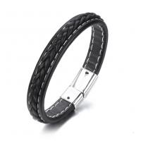 PU Leather Cord Bracelets, Tibetan Style, with PU Leather, plated, Unisex, more colors for choice, Length:21 cm, Sold By PC