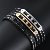 PU Leather Cord Bracelets with 304 Stainless Steel Unisex Length 21 cm Sold By PC