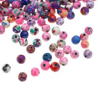Polymer Ton Perlen , rund, DIY & mit Blumenmuster, keine, 9x9x4mm, 1000PCs/Tasche, verkauft von Tasche