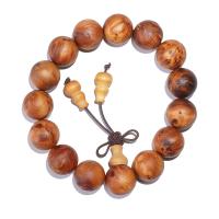 Wrist Mala Thuja Sutchuenensis Round Unisex brown 15mm Approx Sold By Strand