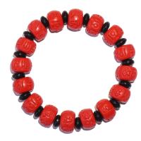 Fashion Cinnabar Bracelet, Column, polished, folk style & for woman, red, 12.50x8mm, Approx 16PCs/Strand, Sold By Strand