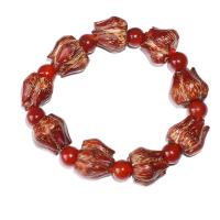 Wrist Mala, Bodhi, with Red Agate, Flower, anoint, folk style & Unisex, blood red, 18-20mm,10mm, Approx 9PCs/Strand, Sold By Strand