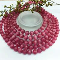 Cats Eye Jewelry Beads Round polished DIY rose carmine Sold By Strand