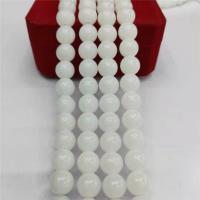 gefärbter Marmor Perle, rund, poliert, Nachahmung jade & DIY & verschiedene Größen vorhanden, weiß, verkauft von Strang