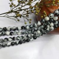 persische Jade Perle, rund, poliert, DIY & verschiedene Größen vorhanden, weiß und schwarz, verkauft von Strang