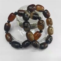 Agate Jewelry Bracelet Coffee Agate barrel polished vintage & Unisex & anti-fatigue Length Approx 7.48 Inch Sold By PC