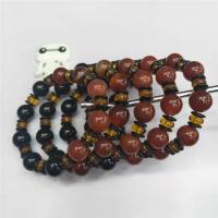 Agate Jewelry Bracelet, Black Agate, with Red Agate, Round, vintage & Unisex & anti-fatigue, black and red, 12mm, Length:Approx 7.48 Inch, Sold By PC