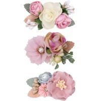 Children Hair Accessory, Silk, Flower, 3 pieces & Girl & different styles for choice, mixed colors, 76.10mm, 3PCs/Set, Sold By Set