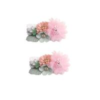Children Hair Accessory Silk Flower handmade Girl mixed colors 76mm Sold By Pair