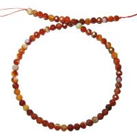 Natürliche Streifen Achat Perlen, rund, DIY & verschiedene Größen vorhanden & facettierte, rot, verkauft per ca. 15.35 ZollInch Strang