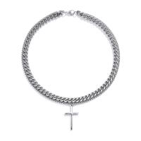 Stainless Steel Jewelry Necklace 304 Stainless Steel Cross Vacuum Plating Twins Wish Pearl Oyster & Unisex silver color Sold By PC