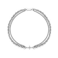 Stainless Steel smycken halsband, 304 rostfritt stål, Cross, Dubbla lager & Unisex & olika storlek för val, silver, Säljs av PC
