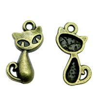 Tibetan Style Animal Pendants, Cat, plated, fashion jewelry, more colors for choice, nickel, lead & cadmium free, 17x9mm, Sold By PC
