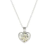 Luminated Necklace Zinc Alloy with 1.96inch extender chain Heart platinum color plated oval chain & for woman & hollow nickel lead & cadmium free Length Approx 17.7 Inch Sold By PC