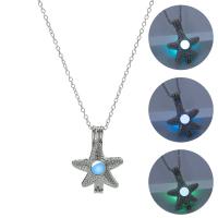 Luminated Necklace, Tibetan Style, with 1.96inch extender chain, Starfish, platinum color plated, oval chain & for woman, more colors for choice, nickel, lead & cadmium free, 24x32mm, Length:Approx 17.7 Inch, Sold By PC