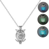 Luminated Necklace Zinc Alloy Owl platinum color plated oval chain & for woman & hollow nickel lead & cadmium free Length Approx 23.6 Inch Sold By PC