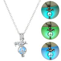 Luminated Necklace Zinc Alloy with 1.96inch extender chain Dove platinum color plated oval chain & for woman & hollow nickel lead & cadmium free Length Approx 17.7 Inch Sold By PC