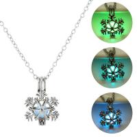 Luminated Necklace Zinc Alloy with 1.96inch extender chain Snowflake platinum color plated oval chain & for woman & hollow nickel lead & cadmium free Length Approx 17.7 Inch Sold By PC