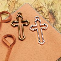 Tibetan Style Cross Pendants, plated, DIY & hollow, more colors for choice, nickel, lead & cadmium free, 22x38mm, Sold By PC