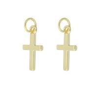 Brass Cross Pendants, gold color plated, 8x15x1mm, Hole:Approx 3mm, Sold By PC
