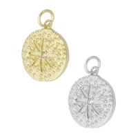 Cubic Zirconia Micro Pave Brass Pendant Flat Round plated micro pave cubic zirconia Approx 3mm Sold By PC
