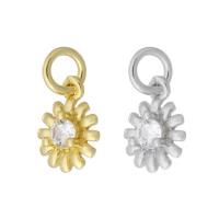 Cubic Zirconia Micro Pave Brass Pendant, Flower, plated, micro pave cubic zirconia, more colors for choice, 8x10x3mm, Hole:Approx 3mm, Sold By PC