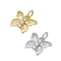 Cubic Zirconia Micro Pave Brass Pendant Butterfly plated micro pave cubic zirconia Approx 3mm Sold By PC