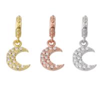 Cubic Zirconia Micro Pave Brass Pendant Moon plated micro pave cubic zirconia 19mm Approx 5mm Sold By PC