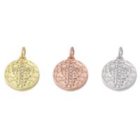 Cubic Zirconia Micro Pave Brass Pendant Flat Round plated micro pave cubic zirconia Approx 3mm Sold By PC