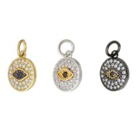 Cubic Zirconia Micro Pave Brass Pendant, Flat Round, plated, micro pave cubic zirconia, more colors for choice, 12x14x2mm, Hole:Approx 3mm, Sold By PC