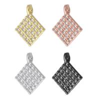 Cubic Zirconia Micro Pave Brass Pendant, Rhombus, plated, micro pave cubic zirconia, more colors for choice, 8x11x1.50mm, Hole:Approx 0.5mm, Sold By PC