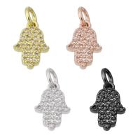 Cubic Zirconia Micro Pave Brass Pendant, Hand, plated, micro pave cubic zirconia, more colors for choice, 8x12.50x2mm, Hole:Approx 3mm, Sold By PC