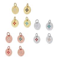 Brass Jewelry Pendants Flat Round plated enamel Approx 3mm Sold By PC