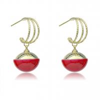 Messing Tropfen Ohrringe, mit Kunststoff Perlen, 14 K vergoldet, Modeschmuck & für Frau, keine, frei von Nickel, Blei & Kadmium, 33x16mm, verkauft von Paar