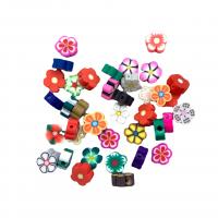 Perles en argile polymère, argile de polymère, fleur, impression, DIY, couleurs mélangées, 10-30mm, 100PC/sac, Vendu par sac