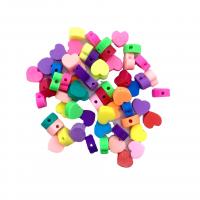 Polymer Clay Gyöngyök, Szív, DIY, kevert színek, 10x10mm, 100PC-k/Bag, Által értékesített Bag