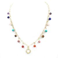 Natural Gemstone Necklace Natural Stone with Zinc Alloy Unisex mixed colors Length 50 cm Sold By PC