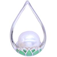 Colgantes de Plata de Ley 925, con Perlas cultivadas de agua dulce, chapado, para mujer, color mixto, 24x15mm, longitud 45 cm, Vendido por UD