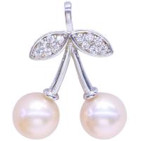 925 Sterling Silver Pendant with Freshwater Pearl plated for woman & with rhinestone silver color Length 45 cm Sold By PC