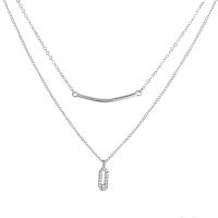 Collar de Aleación de Zinc, con 1.97 extender cadena, chapado, Joyería & para mujer & con diamantes de imitación, color de platina, longitud:14.17 Inch, Vendido por UD