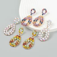 Rhinestone náušnice, Zinek, módní šperky & pro ženy & s drahokamu, více barev na výběr, 61x36mm, Prodáno By Pair