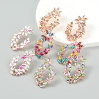 Rhinestone Earring, Tibetan Style, fashion jewelry & for woman & with rhinestone, more colors for choice, 51x37mm, Sold By Pair
