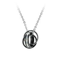 Titanium Steel Necklace, with 1.97Inch extender chain, Donut, Vacuum Ion Plating, Unisex & with rhinestone, black, 20x5mm, Length:Approx 19.69 Inch, Sold By PC