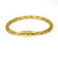 Titanium Steel Bracelet & Bangle, Donut, Vacuum Ion Plating, for woman, golden, 6mm, Length:Approx 7.48 Inch, Sold By PC