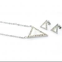 Titanium Steel Jewelry Set Triangle Vacuum Ion Plating Unisex & with rhinestone Length Approx 17.72 Inch Approx Sold By Set