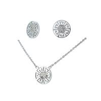 Titanium Steel Jewelry Set Round Vacuum Ion Plating for woman & with rhinestone & hollow 18.20mm Length Approx 16.93 Inch Approx Sold By Set