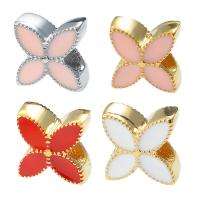 Titanium Steel European Large Hole Beads, Four Leaf Clover, Vacuum Ion Plating, DIY & epoxy gel, more colors for choice, 9.50x9.20mm, Sold By PC