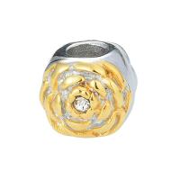acier inoxydable 316L Perles européennes de grand trou, Rose, DIY & avec strass, couleurs mélangées, 11.20x13x11.30mm, Vendu par PC